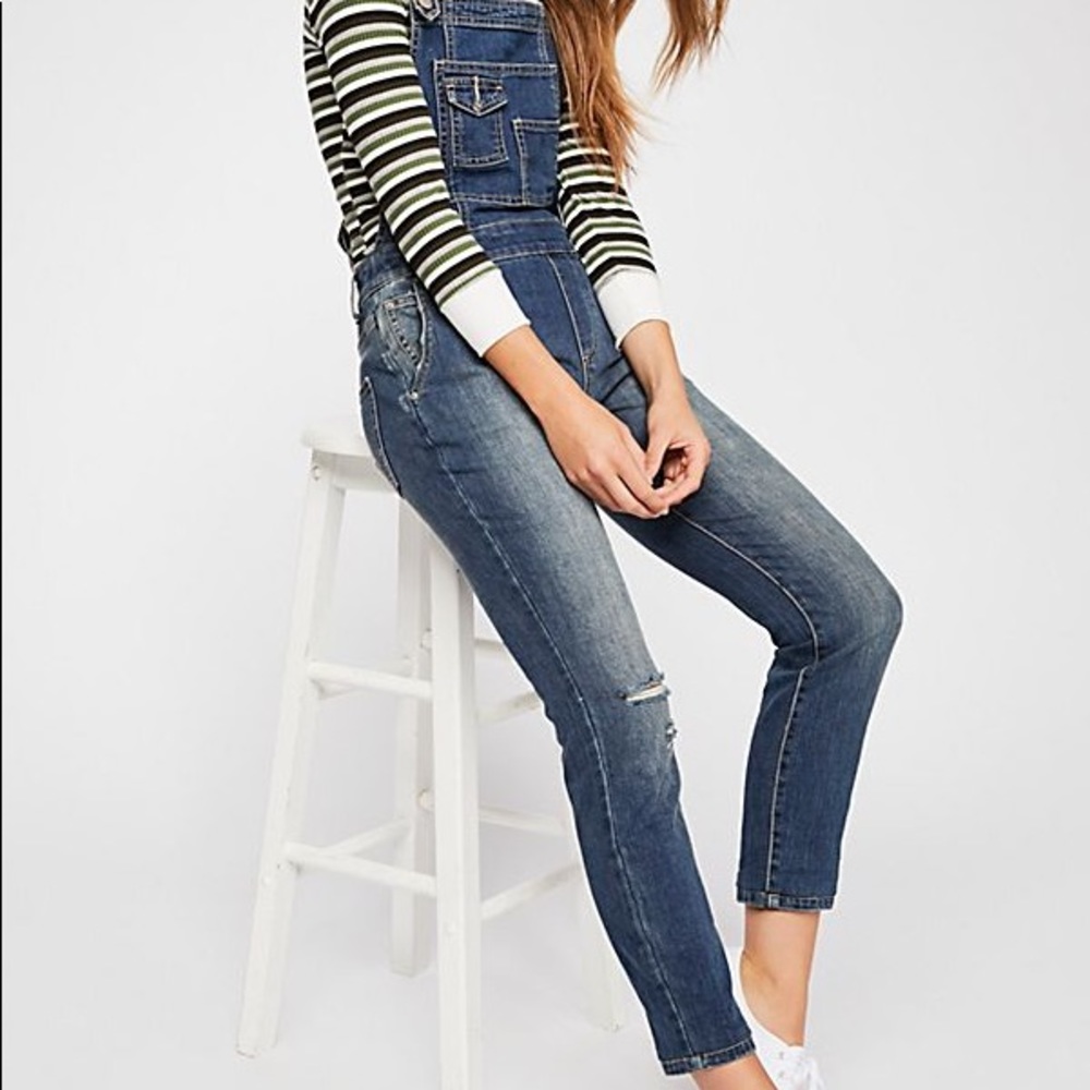 Free People Washed Denim Overall